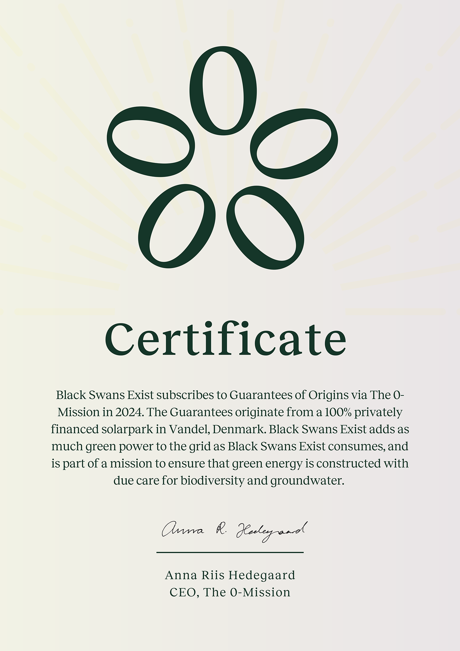 Black Swans Exist Certificate